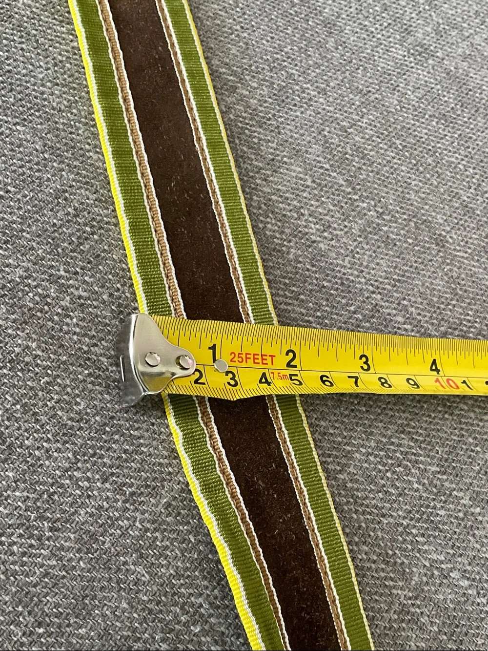 Banana Republic Brown and Green Striped Webbing Belt with Silver Buckle